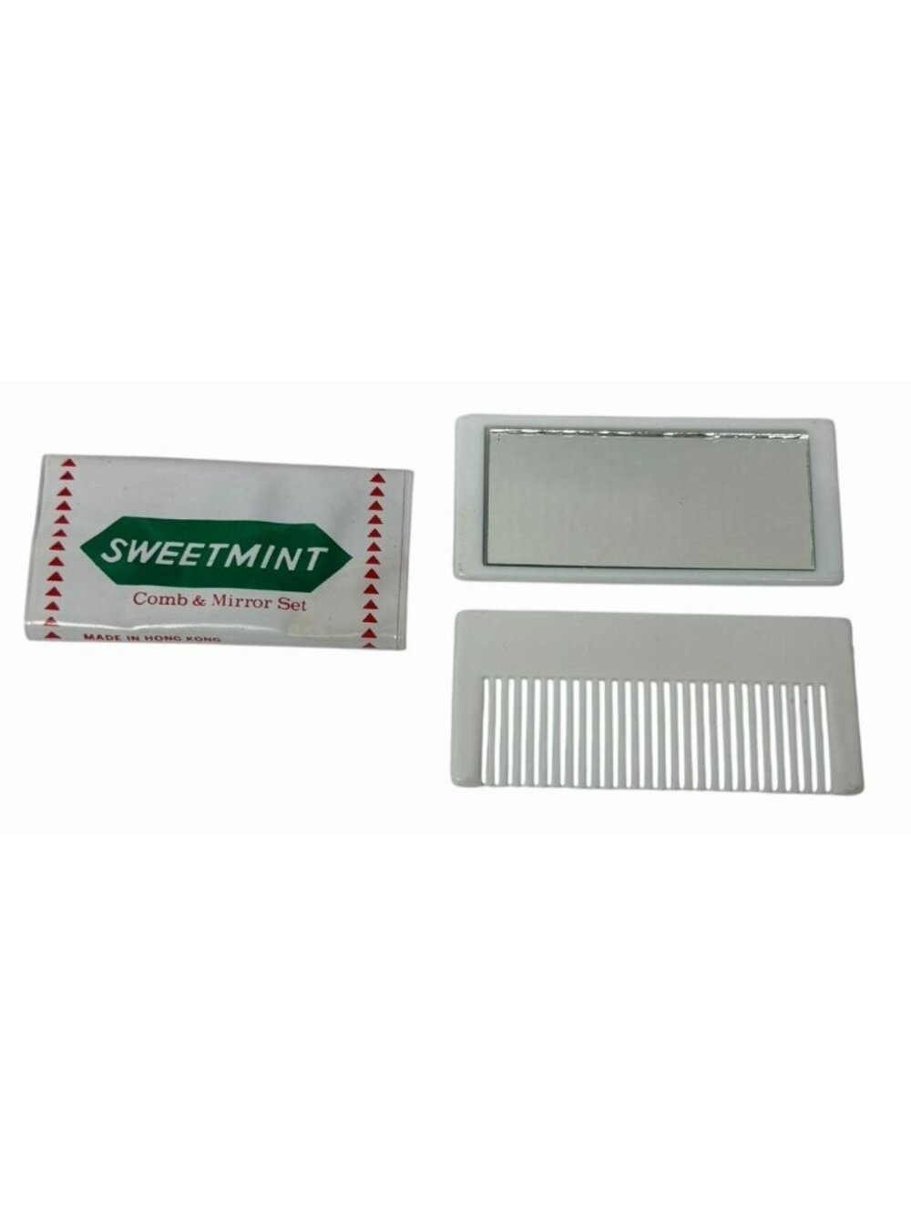 Vintage 1970s SWEETMINT Pack Of Gum Comb & Mirror Pocket Set Hong Kong Novelty